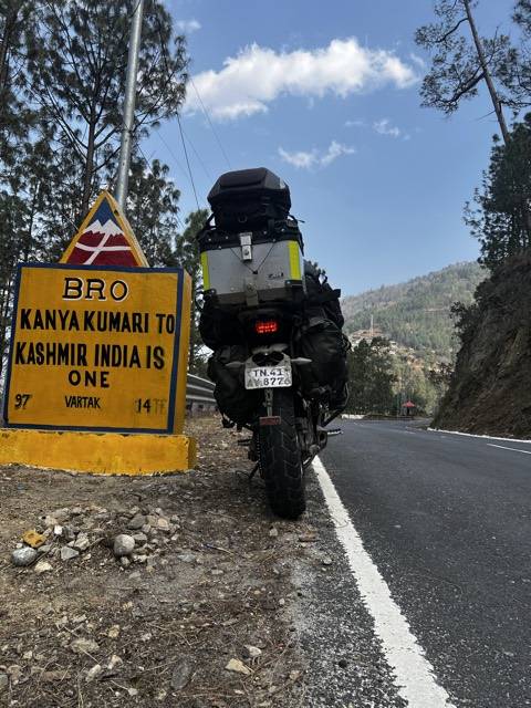 A Border Roads sign in Arunachal Pradesh, 3,000 km from the place it names: Kanyakumari to Kashmir, India is one.