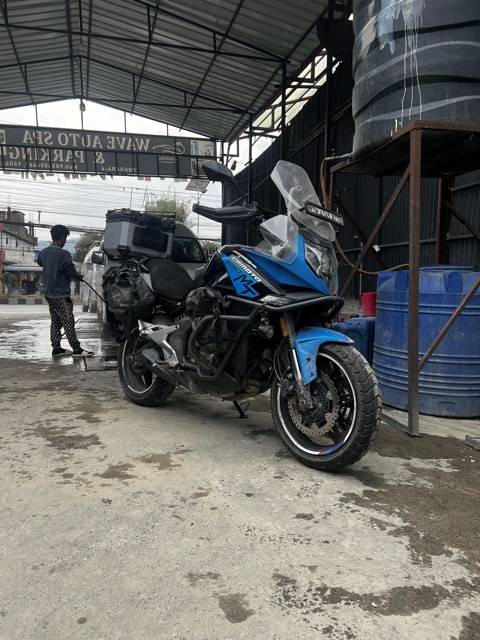 A bike wash in Nepal, cheaper and better than anywhere else on the route.