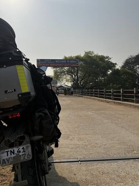 Crossing back into India from Nepal.